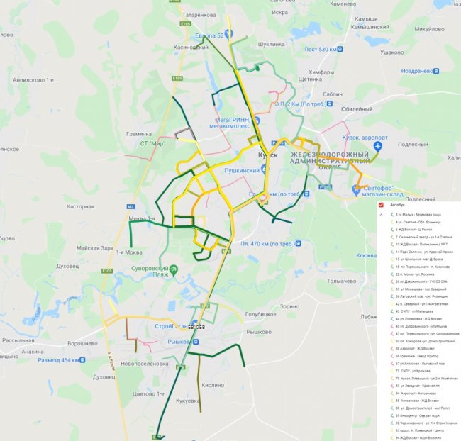 Курск схема движения городского транспорта