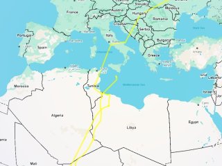 Трек перемещения болотной совы с момента кольцевания