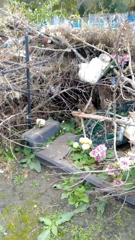 Куряне сообщают о заваленных мусором могилах на кладбище в Щиграх